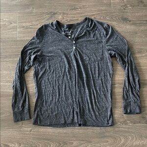 On The Byas Dark Gray Long Sleeve Henley Shirt, Size Large